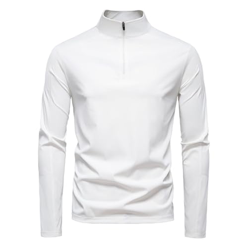 Rash Guard Shirts for Men's Turtleneck Long Sleeve Tops UPF 50+ 1/4 Zip Up Wicking Lightweight Sun Protection Shirt
