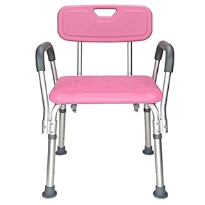 Antislip Douchezitje 6-Standen In Hoogte Verstelbaar Badzitje Douchezitje Voor Volwassenen Met Antislip Verwijderbare Handgreep En Rugleuning pink