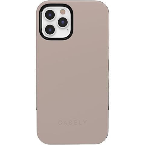 Casely iPhone 12 Pro Max Case | Compatible with MagSafe | Taupe on Nude | Solid Beige Color Minimalist Case Cover