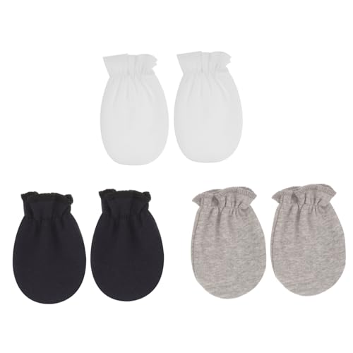 FRCOLOR 3 Pair Newborn Mittens Baby Hand Mittens No Scratch for Girls Boys Soft Knitted Fabric Newborn Essentials