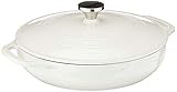 Lodge Enameled Cast Iron Casserole With Steel Knob and Loop Handles, 3.6 Quart, Oyster White