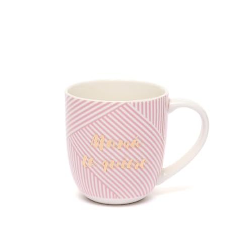 DRAEGER PARIS 1886 - Taza Cerámica 320ml con Mensaje en Oro - Diseño Chic en Azul o Rosa - Apta para Lavavajillas - Regalo Elegante en Caja Decorativa
