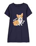 Hupohoi Big Girls' Cartoon Cute Corgi Patterns Sleepshirt Nightdress Summer Short Sleeve Funny Puppy
