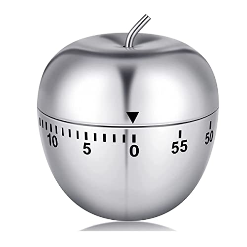 1 temporizador de cocina bonito manual, de acero inoxidable, mecánico de metal y cuenta regresiva, temporizador de cocina con alarma fuerte para cocina, cocina, hornear, deportes, niños