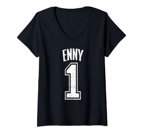 Photo de Femme Enny Supporter Numéro 1 Biggest Fan T-Shirt avec Col en V