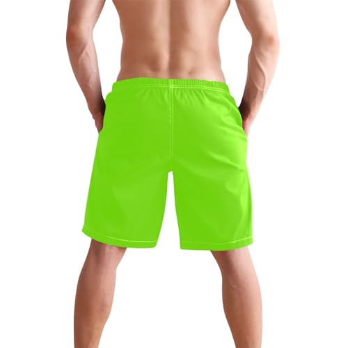 Chartreuse Men's Sportwear Swim Trunks Quick Dry Board Shorts with Lining S3