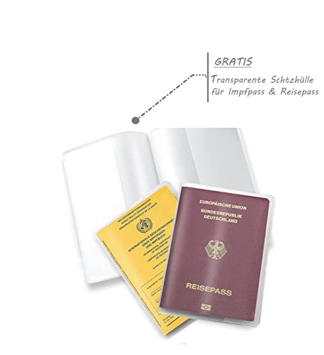 leymoon - Set Impfpass Hülle aus hochwertigem Filz perfekt zum Schutz von Impfausweis und Reisepass. Geeignet für Kinder und Erwachsene.(93 mm x 130 mm (Impfpasshülle GRAU) …