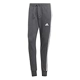 Adidas, Essentials French Terry Tapered Cuff 3-Stripes, Jogginghose, Dunkelgraue Heather/Weiß, L, Mann