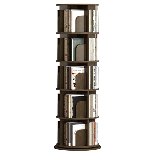 Libreria Rotante 360° Resistente: La libreria stretta è realizzata in pannelli legno-plastica, offrendo ottima stabilità e durata, senza rischiare di cadere o oscillare facilmente. Questa libreria salvaspazio aiuta a mantenere la tua stanza ordinata.