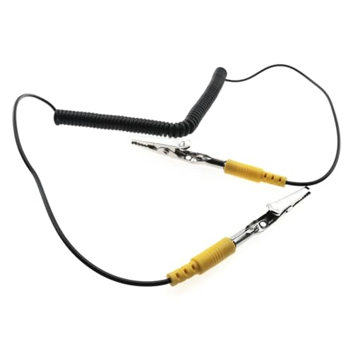 Image of E-outstanding 2PCS an ti-Static ESD Grounding Cable Coiled Cord Double Alligator Clip Claw