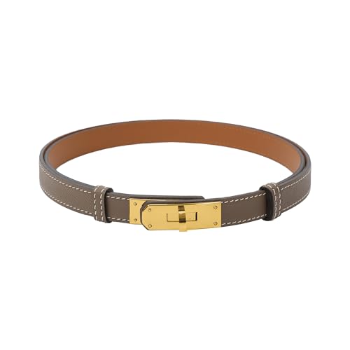 Adjustable Thin Belts For Womens Skinny Belts For Dresses Womens Solid Color Alloy Turn Lock Belts For Jeans