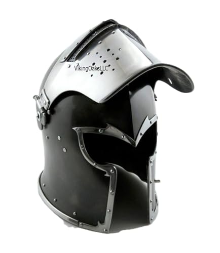 Barbuta Helmet | Viking Battle Knight Helmet Armour | Medieval Visored Barbute Helm for Cosplay | Wearable (Silver)
