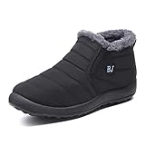 [ＰＡＦＨＬ] スノーブーツ レディース 裏起毛 ボアシューズ 防寒 保温 スノーシューズ 冬靴 ウィンター 防寒靴 雪靴 ショートブーツ アウトドア靴 短靴 滑り止め 秋冬 23.0cm-27.0cm (レディース ブラック, 23.5)