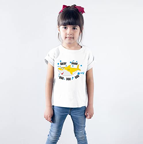 Image of Hangout Hub Men's Women's Boy's Girl's Round Neck T-shirt Shark Family Printed White Color -Family Tshirts