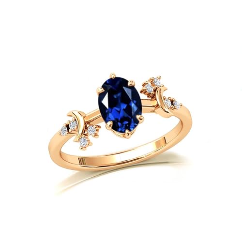 10K 14K 18K Gold 0.12cttw Natural Diamond Moon Goddess Gemstone Engagement Rings for Women 1.5ct Oval Natural Gemstone Promise Anniversary Wedding Rings2