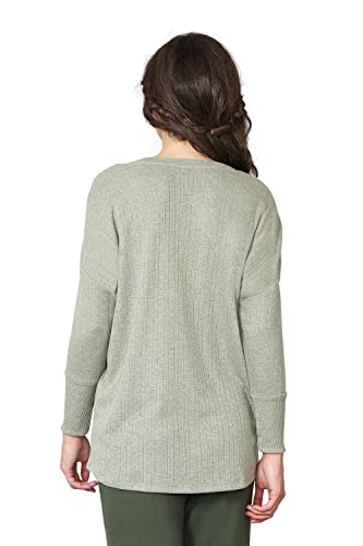 Image of Van Heusen Women Lounge Relaxed Fit T-Shirt - Ecoliva Viscose-Polyester - V-Neck, Full Sleeve, Sustainably Enhanced, Ultra Soft