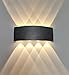 Applique da parete Moderna LED 8W Lampada da Parete in alluminio IP65 nera, Up Down Lampada da Muro adatta per pareti esterne/interne, soggiorno, camera da letto, Corridoio, scala, bianco caldo