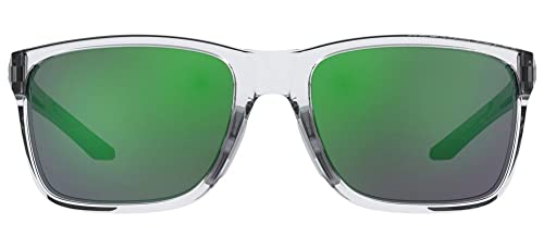 UA Hustle Rectangular Sunglasses, Crystal Black Frame w/ Green Mirror Lenses2