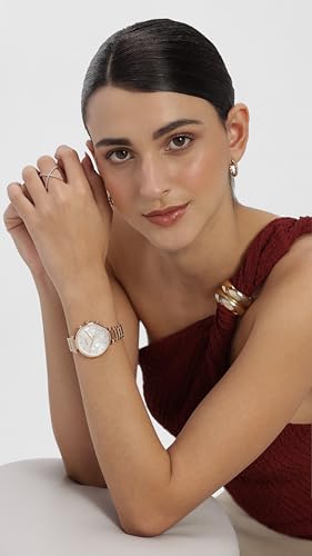 Image of BOSS Majesty Sport Qtz Multifunction Silver White Round Dial Women's Watch|Ionic Plated Rose Gold Steel Material|Gold Color Band - 1502774