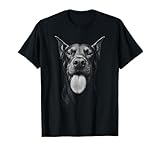 Photo Gallery divertente dobermann dog tongue out in bianco e nero maglietta Photo Gallery divertente dobermann dog tongue out in bianco e nero maglietta