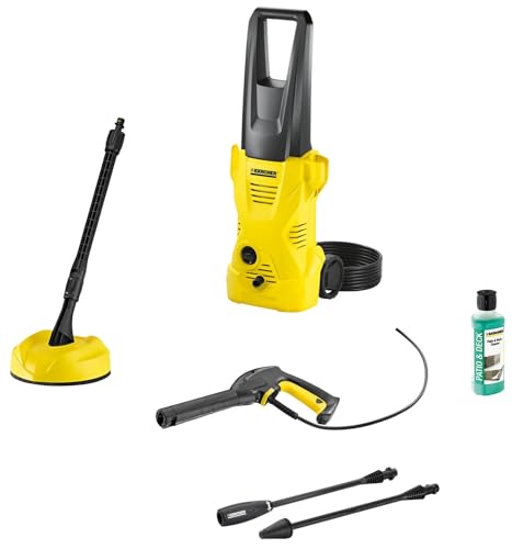 Kärcher 1.673-240.0 K 2 Home Hogedrukreiniger, 110 bar, 360 l/h, 20 m²/h, hogedrukpistool, 2 lansen, 1 oppervlaktereiniger, 4 m slang, Geel, Zwart