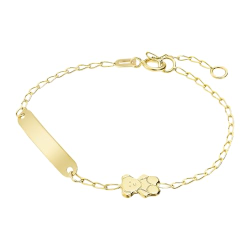 Time RoaD Bebe Pulsera Oro de 9K FG00065/14 Osito - Pulsera Bebé Oro - Ideal para Regalo de Bautizo, Cumpleaños