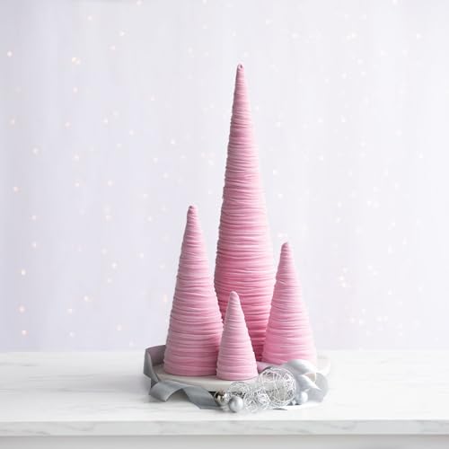 Image of Your Heart's Content Pink Velvet Trees Set of 4, Modern Mantel Accent, Coquette Room Decor, Elegant Entryway, Teen Girl Bookshelf, Cozy Gift for, Valentine Tabletop Tree (Pink)