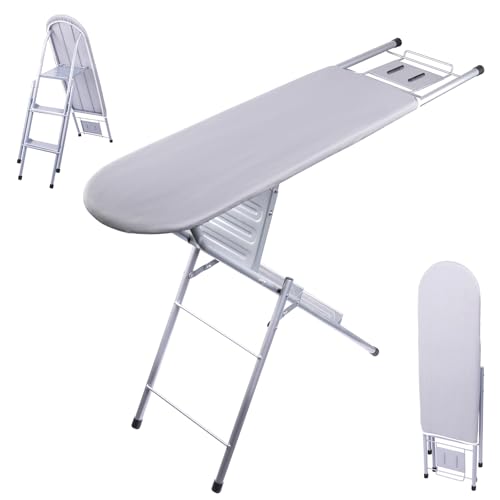 Lista de Burro de planchar los 10 mejores. 43 KACOTA 2 en 1 Burro de Planchar de 124x33CM, Tabla de Planchar con Escalera de 3 Niveles, Burro para Planchar Plegable con Soporte para Plancha, Puedes Ahorrar Dinero en Escaleras