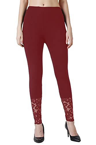 Image of Women's Soft & Stretchable Cotton Leggings Lace Ankle Length Color