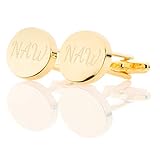 Personalised Gold Plated Oval Cufflinks Luxury Engraved Chrome Case - Engraved with your custom text