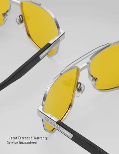 Image of Luenx Aviator Polarized Sunglasses for Men: Square UV400 Driving | Big Head Fit,Adjustable Nose Pads,Lightweight,Anti-slip,Impact-resistant,Scratch-Resistant,Glare Reduction,Gift-Ready Set