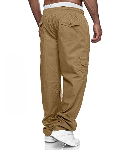 Men's Cargo Pants Relaxed Fit Sport Pants Jogger Sweatpants Drawstring Outdoor Trousers with Pockets4