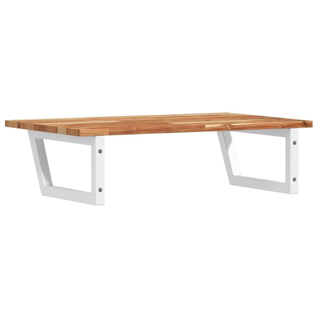 Estantería para lavabo, montaje en pared, acero, madera de acacia | Toallero flotante, forma trapezoidal, versátil, ahorra espacio, estante de baño