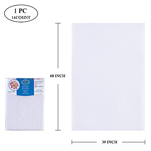 Image of Aida Cloth Big Size 14 Count, White Cross Stitch Fabric, 39 inch by 60 inch