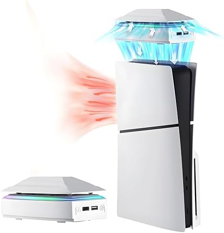 （09:30時点） 2024新型 PS5 Slim用冷却ファン 【新登場-2in1上部放熱&防塵】AriKroii 新型PS5 Slim用アクセサリー 上部放熱 防塵 RGBカラフルな照明モード&USBポート付 PS5 Slim本体用上部放熱 雰囲気作り 新型ps5 Slim周辺機器用 ディスク/デジタル版の両対応