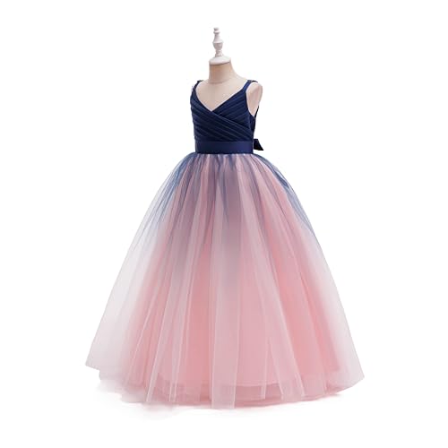 Image of Glamulice Flower Girls Spaghetti Strap Tulle Dress Long A Line Wedding Pageant Dresses Princess Birthday Party Ball Gown