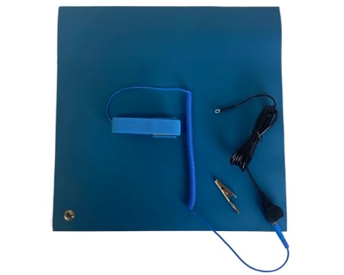 Image of CHIP QUIK CQ-ESD-MAT-1x1 1 x 1 Foot ESD Mat 2mm /0.079 inch Thick, Light Blue, 2 Buttons, Wrist Strap, Ground Cord