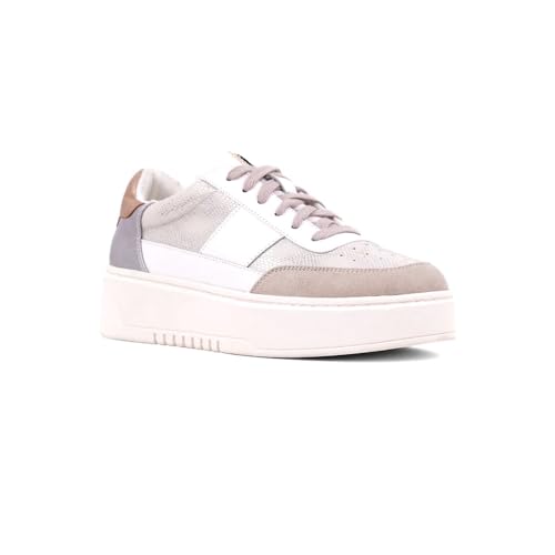 Womens Oriana Metallic Print Lace Up Sneakers Shoes Casual - Silver2