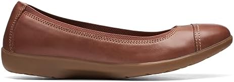 Clarks Women's Meadow Opal Ballet Flat, Tan Leather, 8.5 | Image 1
