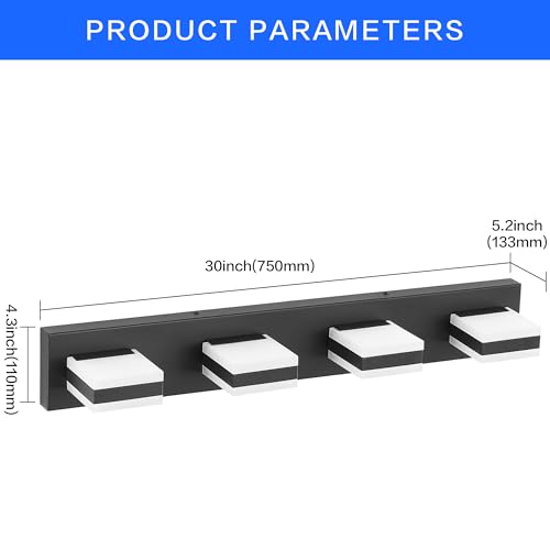 Image of SOLFART Bathroom Vanity Lights, Adjustable Black Matt Black Vanity Light for Bathroom,LED Light Fixtures Over Mirror,5 Color Temperature 4 Lights 5CCT