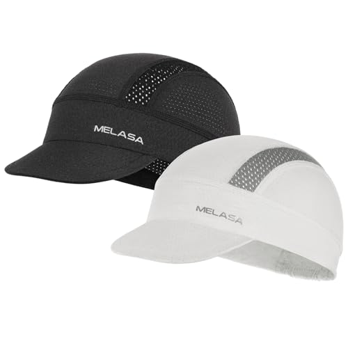 MELASA 2 Pcs Lightweight Cycling Cap Cooling Bike Hats Under Helmet Skull Caps Liner with Brim for Men Women Sun Protection