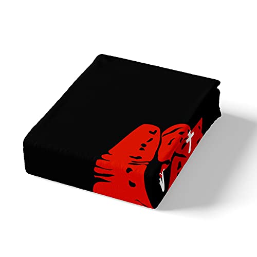 Sexy Red Lips Fitted Sheet & Pillow Sham Set Get Naked Bedding Set For Couple Lover Men Women Funny Quotes Bed Sheet Set Modern Stylish Black Red White Bed Cover No Flat Sheet Room Decor Queen Size #TOP4