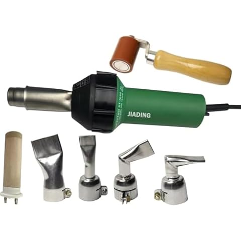 110V 1600W JIADING Professional Hot Air Plastic Welder Hot Air Torch Plastic PVC Welding Gun Welder with Speed Nozzle Roller Heat Element Cover