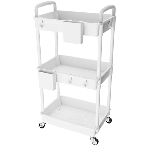 La Mejor review de Carro bebe blanco los 7 más buscados. 28 LSXD Carrito Organizador de Cocina, Carrito de Almacenamiento de Plástico con Ruedas Universal con Seguros, Carrito de Servicio Multiusos de 3 Niveles, Fácil de Montar, para...