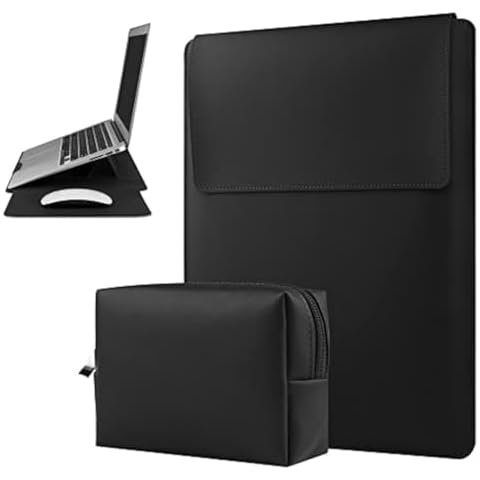 HoYiXi Waterproof Leather Laptop Sleeve with Stand Cover