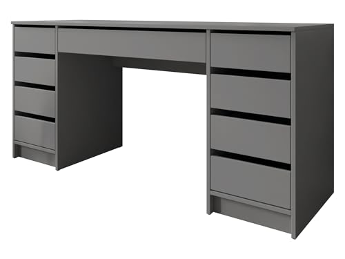 Mirjan24 Schreibtisch Ada Bis, 9 Schubladen Schülerschreibtisch Computertisch B:H:T 154x76x55cm, Kinderschreibtisch Arbeitstisch PC-Tisch Jugendzimmer Kinderzimmer (Anthrazit)