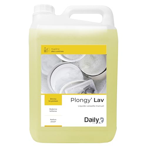 Daily K EPCH - Liquide Vaisselle Manuel Professionnel PLONGY'LAV Parfum Citron Fabriqué en France Bidon 5 Litres