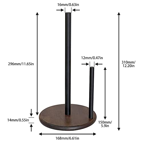 Image of Paper Towel Holder Countertop with Real Wood Round Base, Farmhouse Paper Towel Holder Stand for Kitchen Dining Table Home Decor