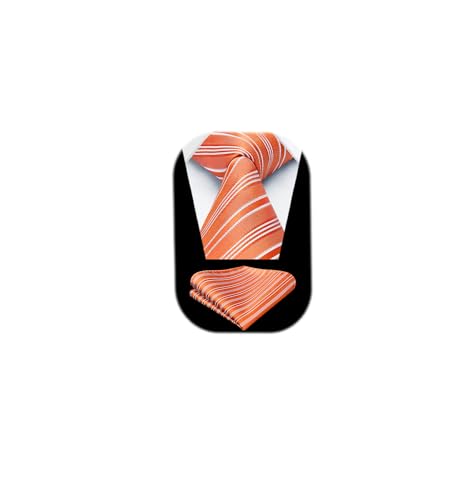 Image of HISDERN Mens Tie Striped Ties and Handkerchief Set Business Formal Woven Pocket Square Wedding College Stripe Necktie