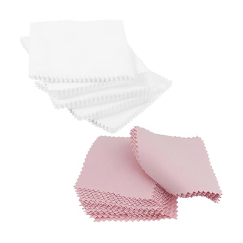 NOLITOY 100個 ジュエリー用ポリッシュクロス 小型クリーニング 耐久性あり 繰り返し使用可能 コイン 腕時計対応 ピンク ホワイト